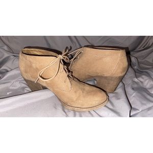 Tan heeled ankle booties